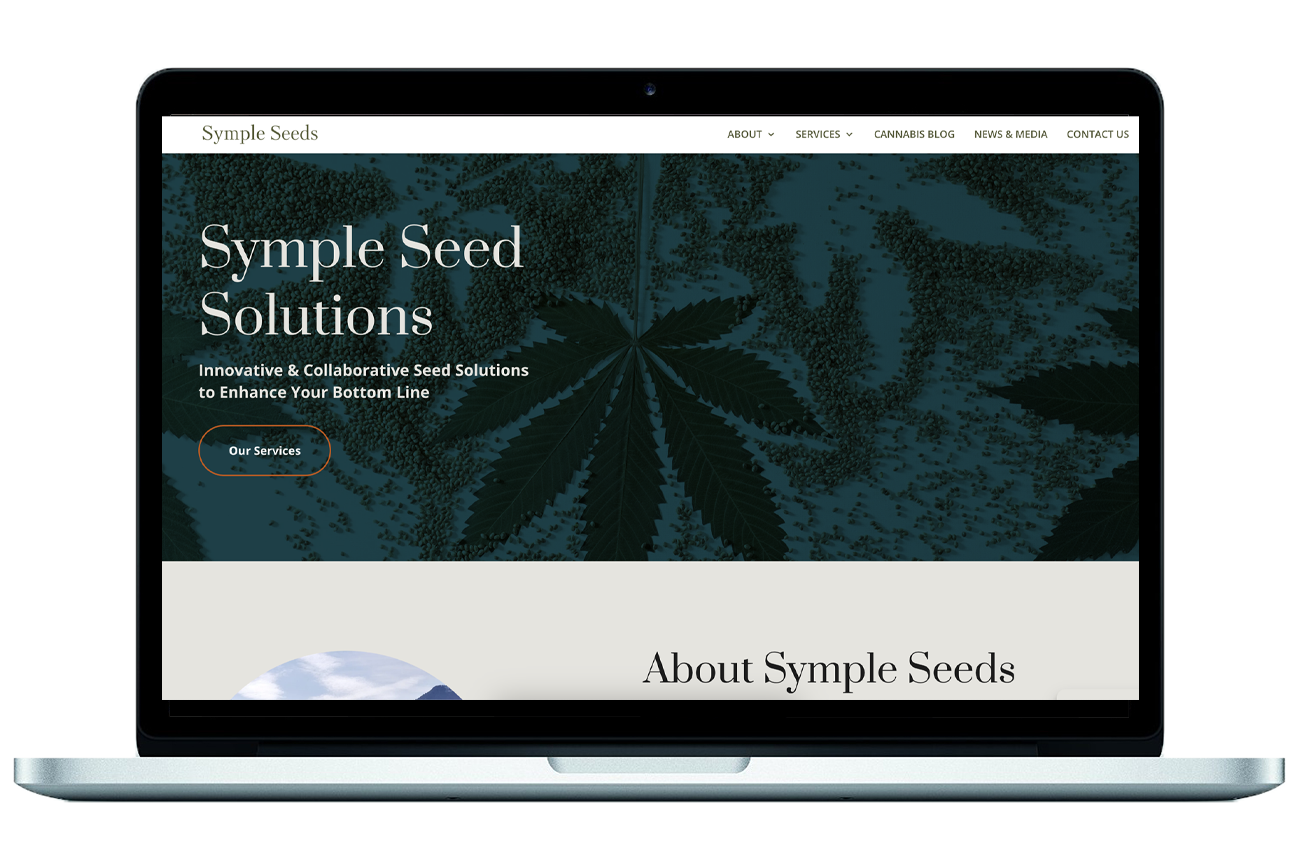 A shipping and logistics web design done for Symple Seeds, a hemp seed company with an all natural, green and beige design.